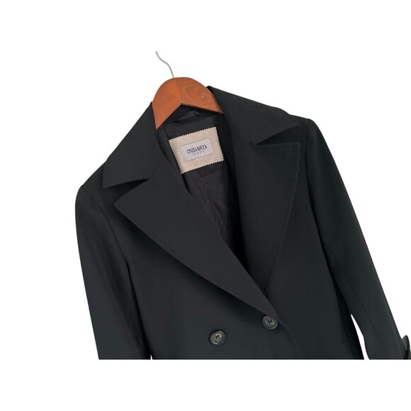 Cinzia Rocca Icons Black Double-Breasted Wool Blend Coat Womens Size 6 Elegant T - Picture 3 of 14